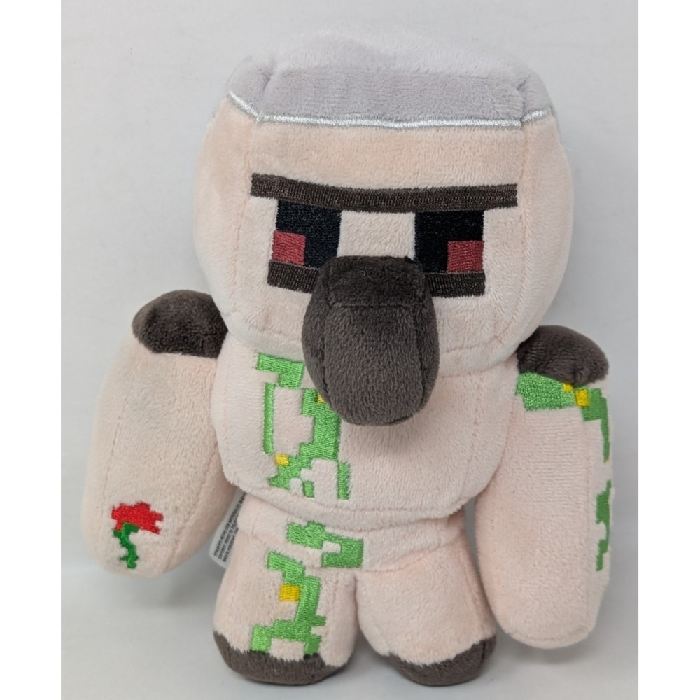 Minecraft Happy Explorer Iron Golem Red Rose Plush 8" Mojang Jinx